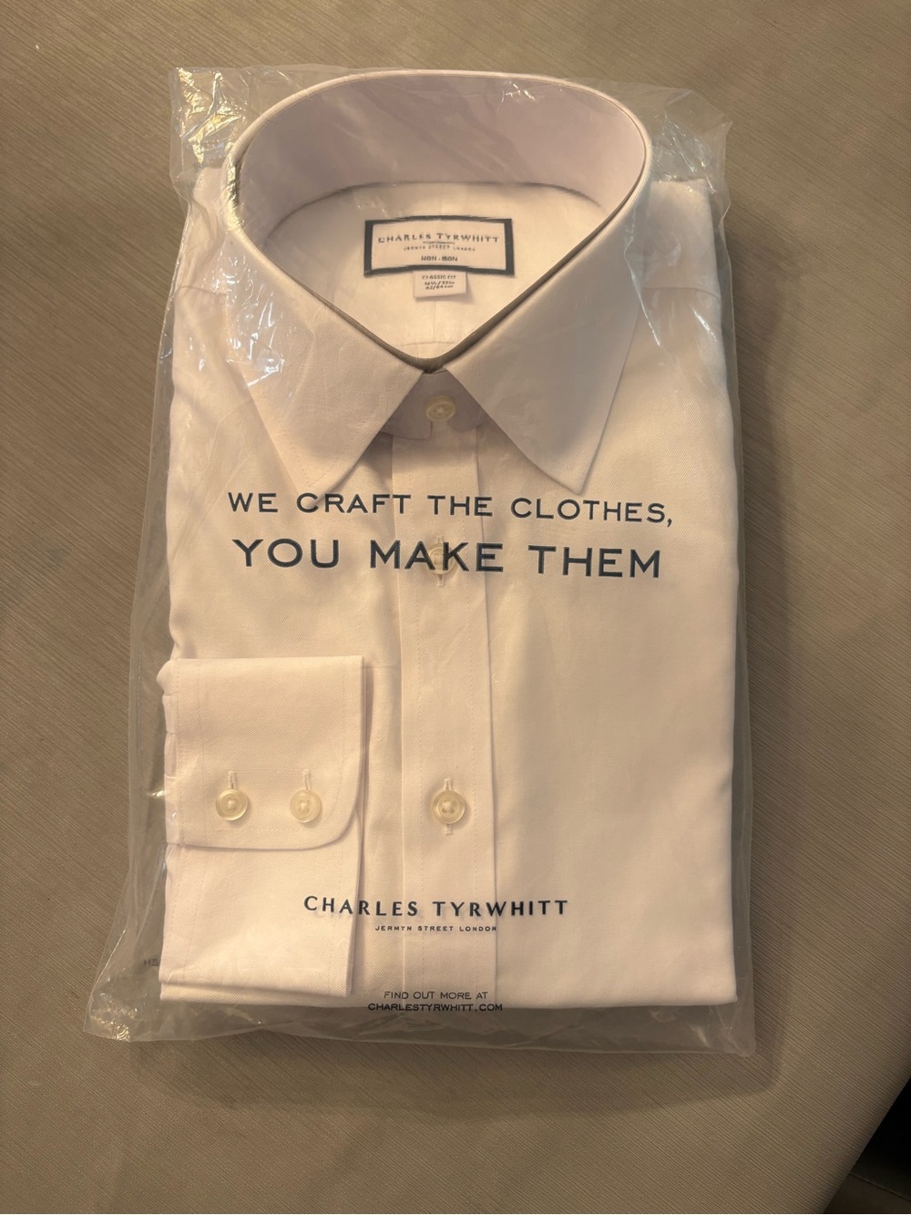 NWT Charles Tyrwhitt Men's White Dress Shirt - Point Collar